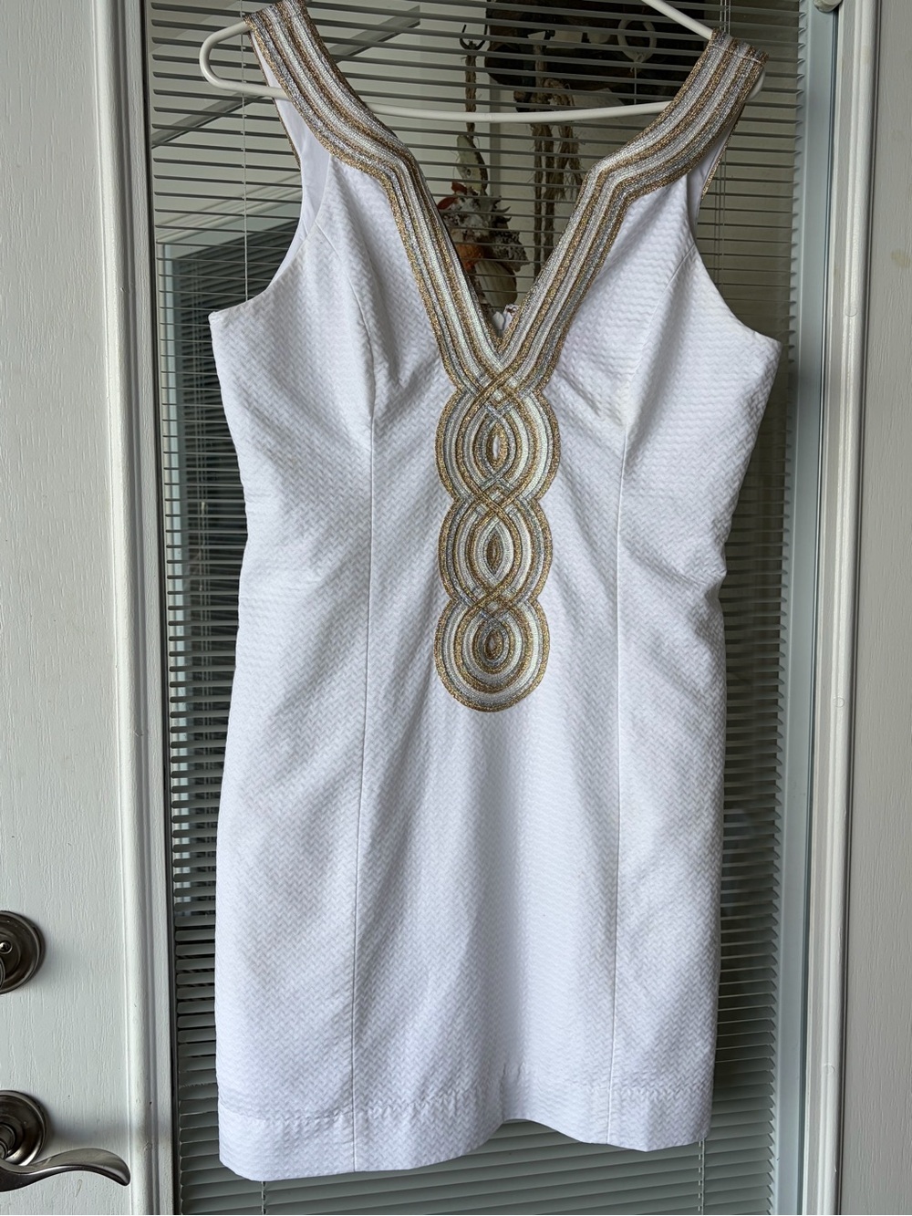 Lilly Pulitzer Sleeveless White Dress Gold Embellished Women’s Size 6